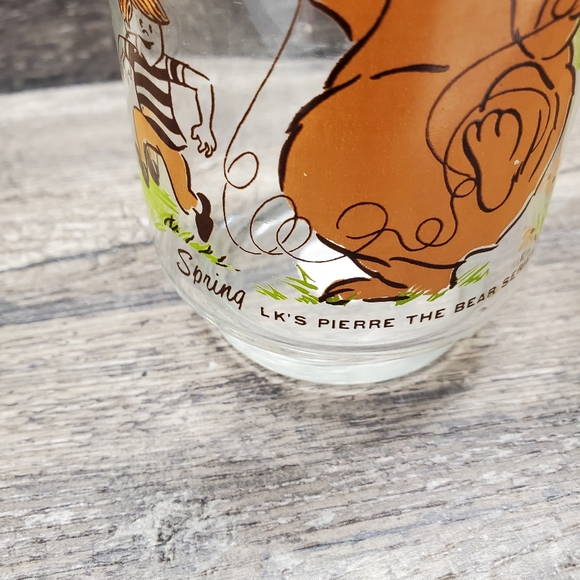 Vintage LK's Pierre the Bear Series Glass Spring 1977 Cartoon Glass - Picture 3 of 3